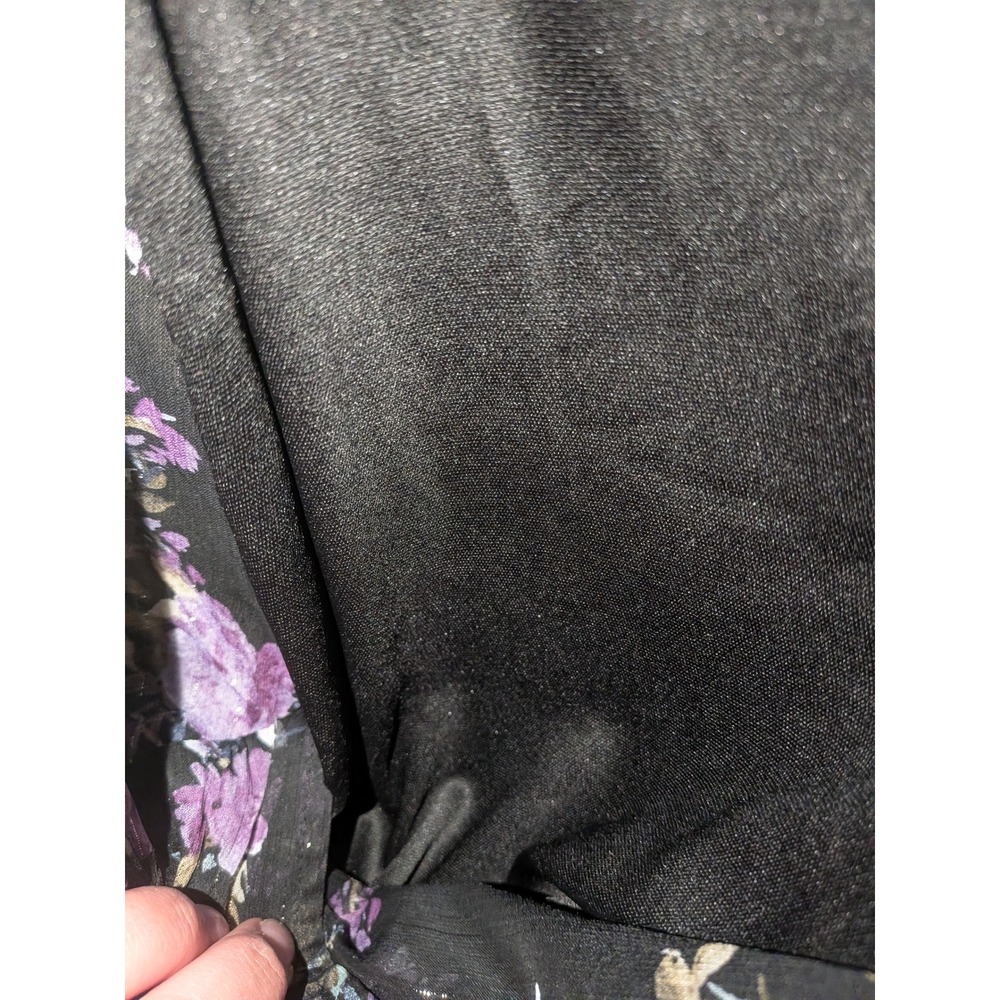 BCX Women Black Purple Floral Metallic Surplice Smocked Blouse Top NWT Medium - Picture 5 of 7